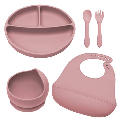 Set pentru diversificare din silicon Classic +6 luni Old Rose, 1 bucata, AppeKids