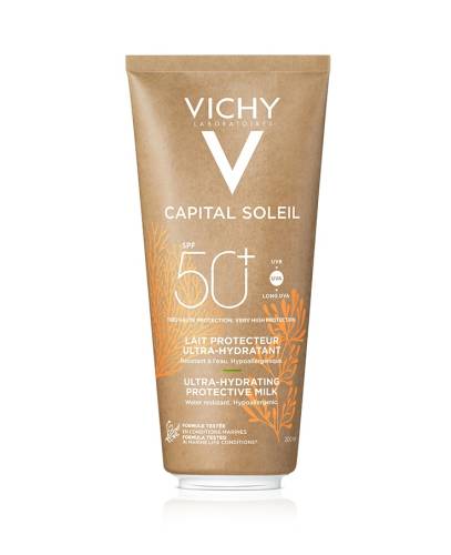 Lapte pentru protectie solara SPF 50+ pentru fata si corp conceput sustenabil Capital Soleil, 200ml, Vichy