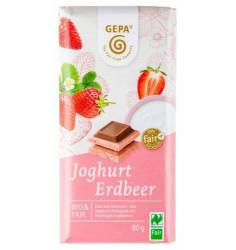 Ciocolata duo cu iaurt si capsuni, eco-bio si fairtrade, 80 g, Gepa
