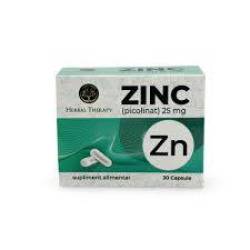 Zinc picolinat, Sustine fertilitatea si echilibrul hormonal, 25 mg, 30 capsule, Herbal Therapy Laboratories