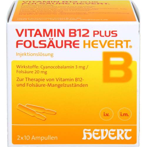 Vitamin B12 Plus Folsäure Hevert a 2 ml Ampullen 20 St