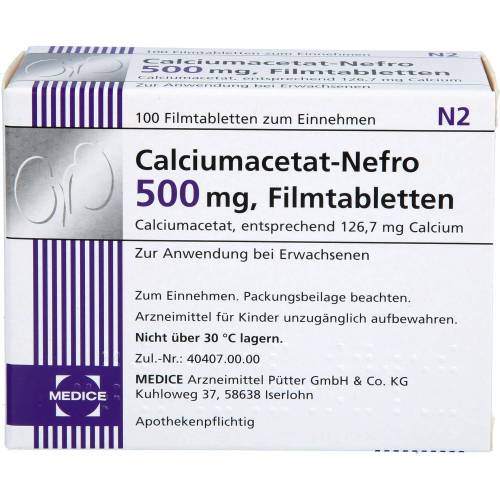 Calciumacetat Nefro 500 mg Filmtabletten 100 St
