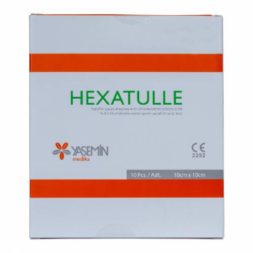 Comprese cu acetat de Clorhexidina, 10*10cm, 10 bucati, Hexatulle