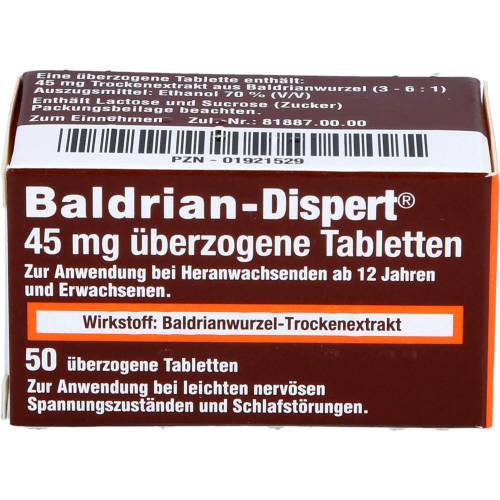 Baldrian Dispert 45 mg überzogene Tabletten 50 St
