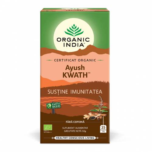 Ceai Bio Tulsi Ayush KWATH, 25 plicuri, Organic India