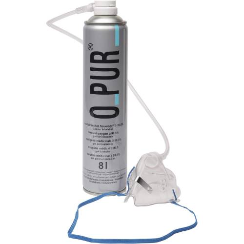 O Pur Sauerstoff Dose inkl.Maske u.Schlauch Spray 8 l