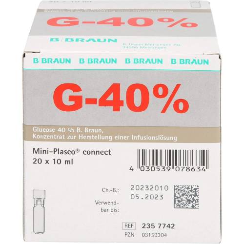 Glucose 40% B.Braun Mini Plasco connect Inf.-L.-K. 200 ml