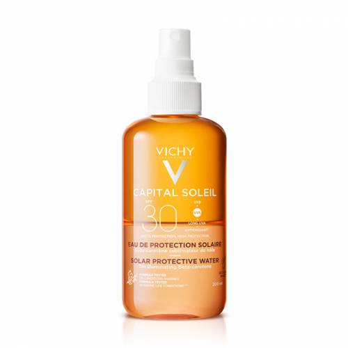 Apa de protectie solara pentru bronz de durata SPF30 Capital Soleil, 200ml, Vichy