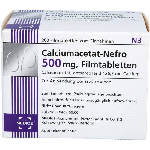 Calciumacetat Nefro 500 mg Filmtabletten 200 St