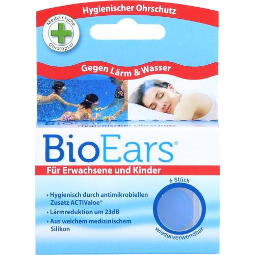 Bioears Silikon Ohrstöpsel antimikrobielle 6 St