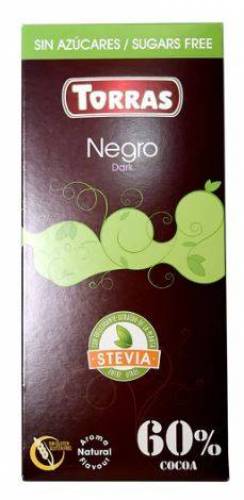 CIOCOLATA NEAGRA 60% CACAO Fara gluten, cu Stevie 100G - TORRAS