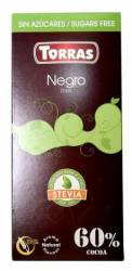 CIOCOLATA NEAGRA 60% CACAO Fara gluten, cu Stevie 100G - TORRAS