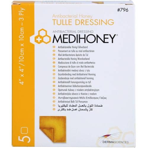 Medihoney antibakterieller Tüllverband 10x10 cm 5 St