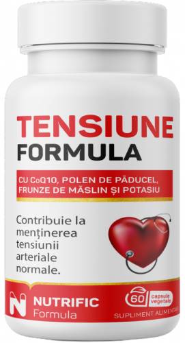 Tensiune Formula cu polen si CoQ10, contribuie la mentinerea tensiunii arteriale normale, 60 capsule, Nutrific