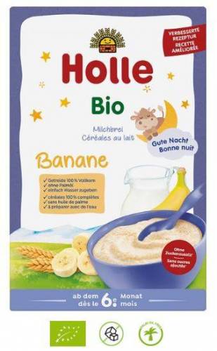 Terci cu lapte si banane pentru copii, +6 luni, Eco-Bio 250g - Holle