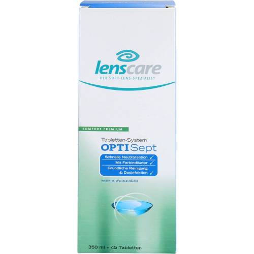 Lenscare OptiSept Kombip.350 ml+45 Tabl.+1 Beh. 1 P