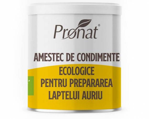 Amestec de condimente bio pentru prepararea Laptelui Auriu, 100g - Pronat