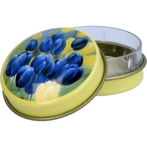 Pillendose rund Blumen Motiv 1 St