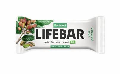 Baton cu chia si fistic, raw, eco-bio, 40 g, Lifefood