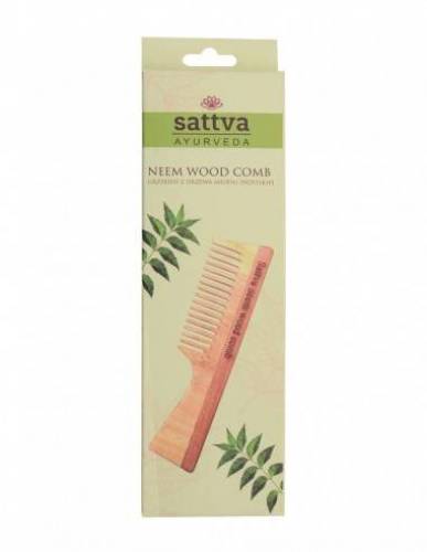Pieptene cu maner din lemn de neem, Sattva Ayurveda