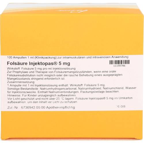 Folsäure Injektopas 5 mg Injektionslösung 100 St