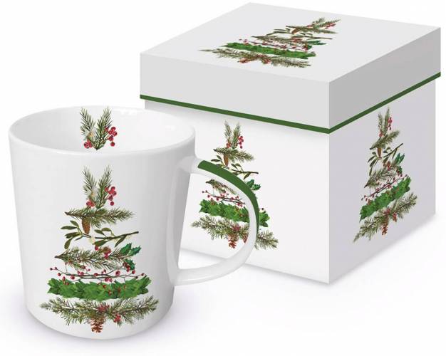 Cana de portelan in cutie cadou Christmas Arbor, 0.35l - Pronat