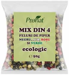 Mix din 4 feluri de piper negru, alb, rosu si verde Eco-Bio 50g - Pronat
