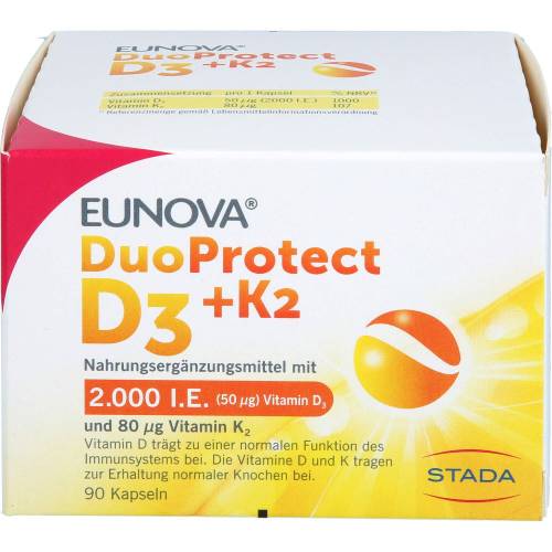 Eunova DuoProtect D3+K2 2000 I.E./80 µg Kapseln 90 St