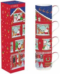 Set 4 cani de portelan, 0.275l, Christmas Neighbours - Pronat