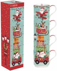 Set 4 cani de portelan, 0,275l, Santa`s Friends - Pronat