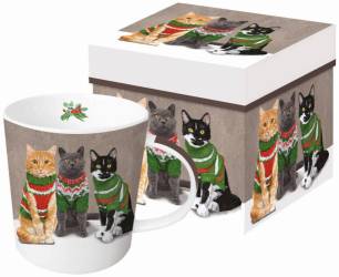 Cana de portelan in cutie cadou, 0.35l, Sweater cats - Pronat