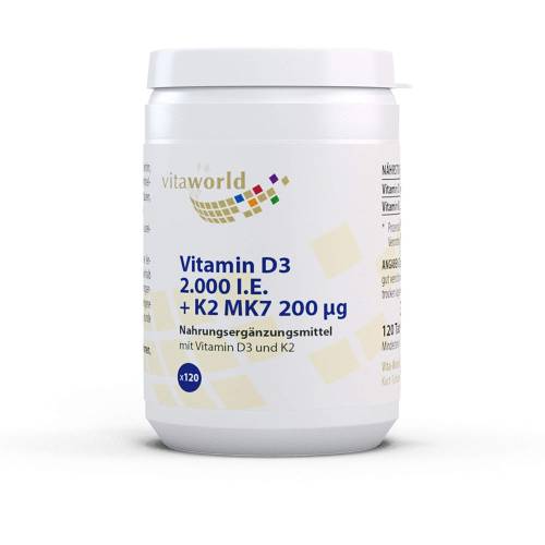 Vitamin D3+K2 2.000 I.E./200 µg Tabletten 120 St