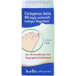 Ciclopirox beta 80 mg/g wirkstoffhalt.Nagellack 3,3 ml