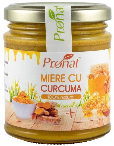 Miere cu curcuma,  eco-bio, 220g - Pronat