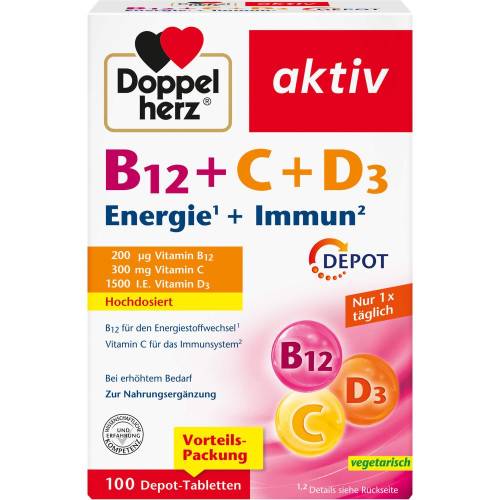Doppelherz B12+C+D3 Depot aktiv Tabletten 100 St