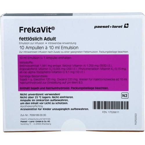 Frekavit fettlöslich Adult Emulsion zur Infusion 100 ml