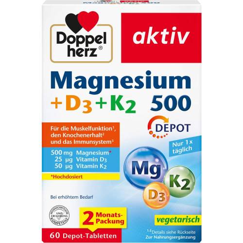 Doppelherz Magnesium 500+D3+K2 Depot Tabletten 60 St