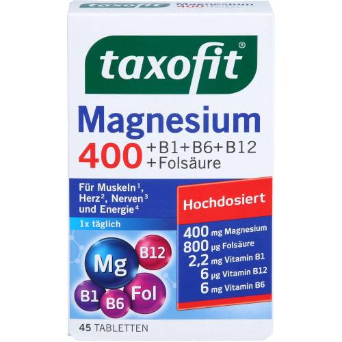 Taxofit Magnesium 400+B1+B6+B12+Folsäure Tabletten 45 St