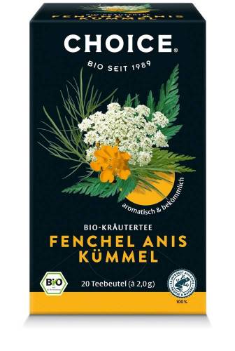 Ceai bio din plante fenicul, anason si chimen, 20 pliculete a 2 g / 40,0 g Choice®