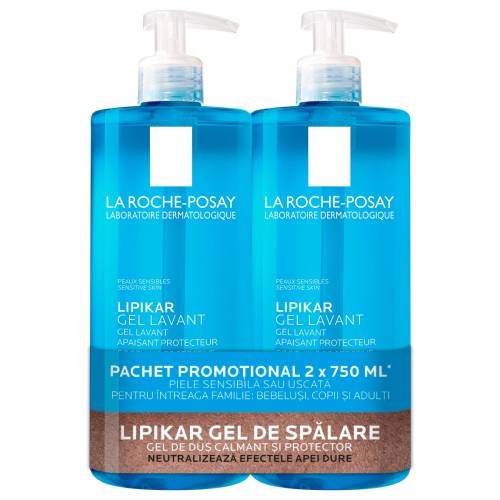 La Roche-Posay Pachet 2x Lipikar Gel de Spalare 750ml – Gel dus piele sensibila