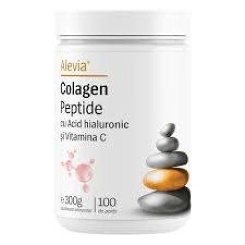 Colagen Peptide cu Acid hialuronic si Vitamina C, 300 g, Alevia