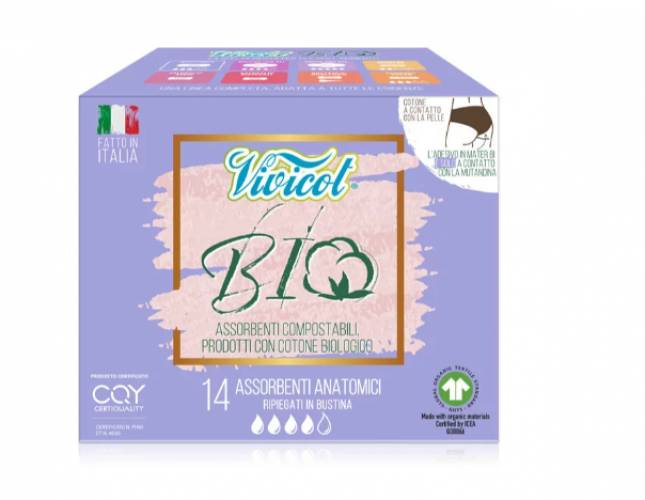 Absorbante de zi din bumbac, eco-bio, hipoalergenic, compostabil, fara aripioare, 4 picaturi, 14 buc,  VIVICOT BIO