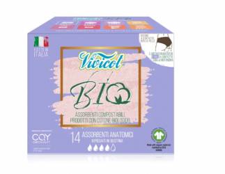 Absorbante de zi din bumbac, eco-bio, hipoalergenic, compostabil, fara aripioare, 4 picaturi, 14 buc,  VIVICOT BIO