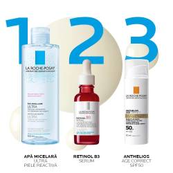 Rutina Anti-Rid pentru Ten Sensibil – Retinol, Curățare Blândă și SPF50 | La Roche-Posay