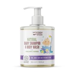 Sampon si gel dus pentru copii si bebelusi Organic Herbs, eco-bio, 300 ml, Wooden Spoon