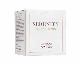 Lumanare naturala cu flori albe Serenity, eco-bio, 200 g, Wooden Spoon