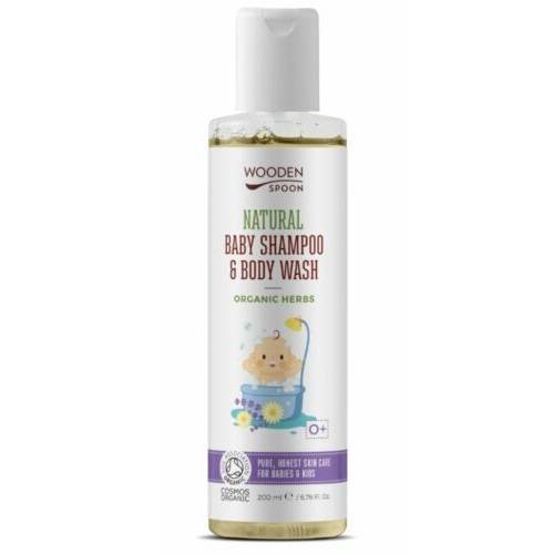 Sampon si gel dus pentru copii si bebelusi Organic Herbs, eco-bio, 200 ml, Wooden Spoon