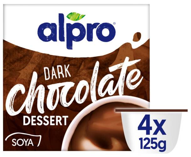 Desert din soia cu ciocolata neagra, 4 x 125g, Alpro