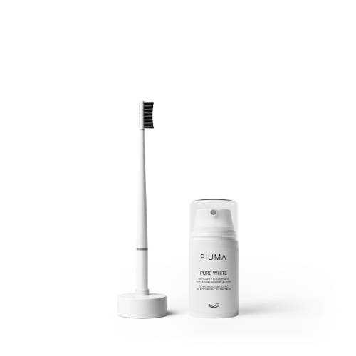 Set Periuta + Pasta de dinti 75ml Medium Pure White, Piuma