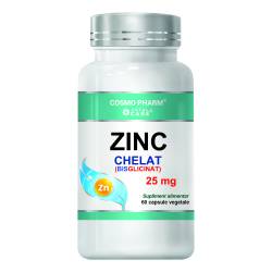 Zinc Chelat Bisglicinat 25mg, 60 capsule vegetale, Cosmopharm
